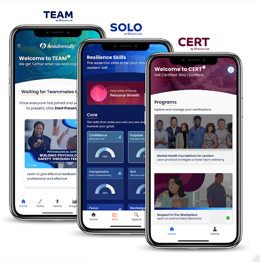 Screenshots from Headversity app